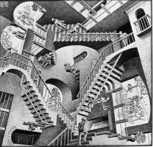 http://en.wikipedia.org/wiki/Relativity_(M._C._Escher)